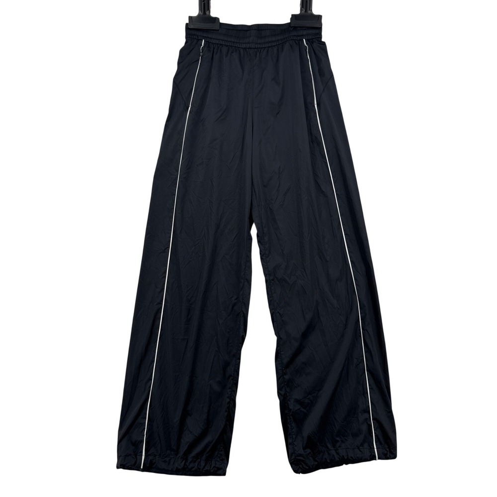Lululemon Stretch Satin Nylon Pants Women S Black Excellent Mid Rise Wide Leg